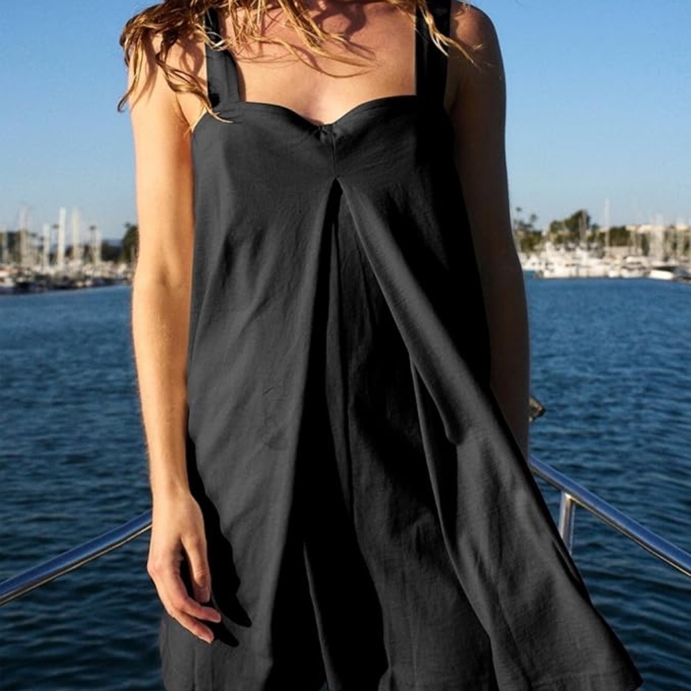 Wanzetaly Summer Loose Sleeveless Onesie Romper Square Neck Short Overall